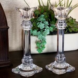 Nachtmann Bleikristall Lead Crystal Tulip Candle Holders - a‎ Pair